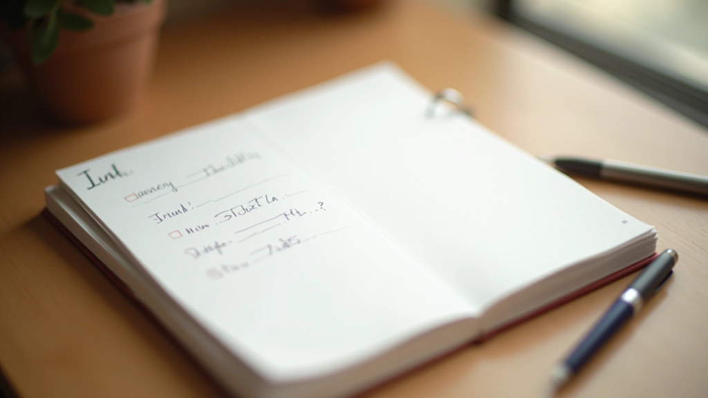 Monthly reflection journal entry with progress tracker and goal notes